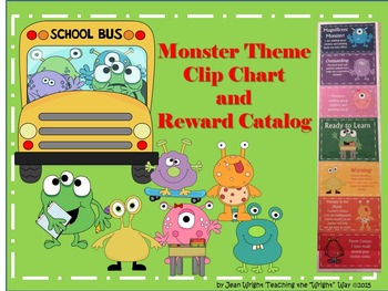 Preview of Monster Theme Behavior Clip Chart and Reward Catalog