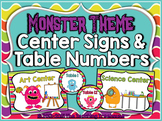 Monster Theme Center Signs & Table Numbers