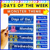 Monster Theme Classroom Decor Days of the week cards Edita