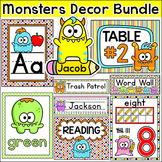 Monster Theme Classroom Decor Bundle - Name Plates, Center