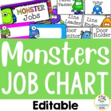 Monster Theme: Editable Student Classroom Job Chart and Bu