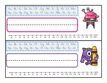 monster name tags for desks teaching resources tpt