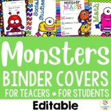 Monster Theme: Teacher & Student Binder Covers- Grades, Le