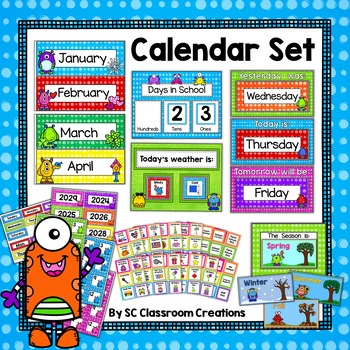 Monster Themed Calendar Set-Classroom Decor by SC Classroom Creations