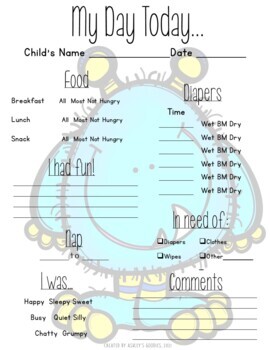 Monster Themed Childcare Daily Reports (Daycare) by Ashley's Goodies