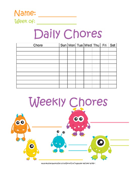 Daily Weekly Chore Chart