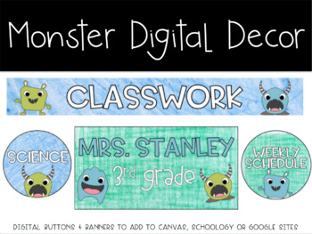 Preview of Monster Schoology/Canvas Buttons *Editable*