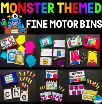 Preview of Monster Themed Fine Motor Task Boxes