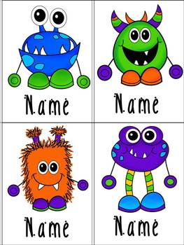 monster themed name tags editable by teaching tomorrows leaders