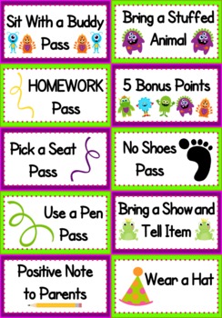 Preview of Monster Themed Positive Behavior Coupons - FREE