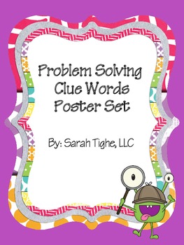 Preview of Monster Themed Problem Solving Clue Words Poster Set