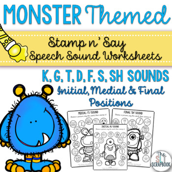 Preview of Monster Themed Speech Sound Worksheets- No Prep