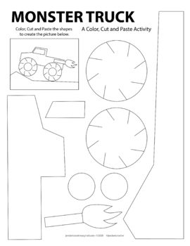 Preview of Monster Truck - A Color, Cut and Paste Activity