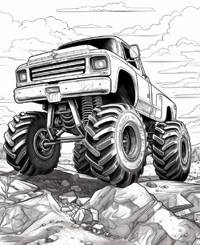 Monster Truck Coloring Book for Kids Children and Adults 50 Pages