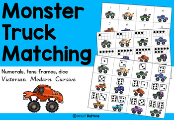 Preview of Number recognition and matching activity - Monster Trucks