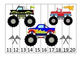 Monster Truck themed Number Sequence Puzzle 11-20 preschoo