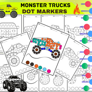 Preview of Monster Trucks Activities Bingo Daubers Dot Markers.