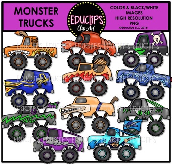 Monster Trucks Clip Art Bundle Educlips Clipart By Educlips Tpt