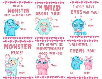 Monster Valentine Cards by Keren Dove | TPT