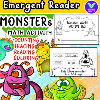 Preview of Monster World Math Activities - Emergent Reader Kindergarten Mini Books
