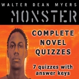Monster by Walter Dean Myers Complete Novel Quizzes (7 Quizzes)