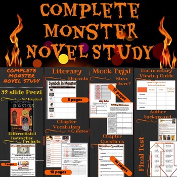 Preview of Monster by Walter Dean Myers Complete Novel Study