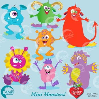Preview of Monster clipart, Mini monsters, Halloween, {Best Teacher Tools} AMB-552