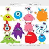 Monster clipart - monsters clip art, whimsical, cute, alie