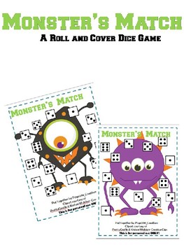 Preview of Monster's Match Roll & Cover Dice Game