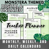 Monstera Teacher Planner, Year Undated, Digital, Monthly, 