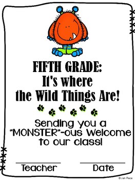 Preview of Back to School Welcome to Fifth Grade / Grade Five