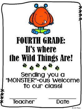Preview of Back to School Welcome to Fourth Grade / Grade Four
