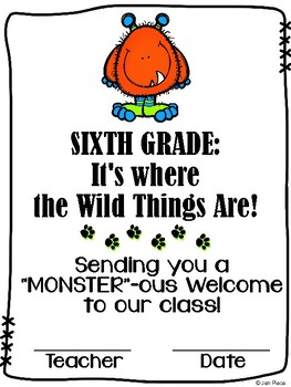 Preview of Back to School Welcome to Sixth Grade / Grade Six