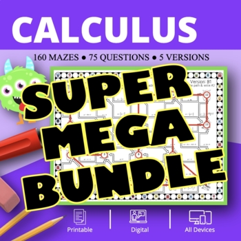 Preview of Monsters: Calculus SUPER MEGA BUNDLE Maze Activity