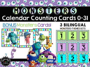 Preview of Monsters Calendar Counting Number Cards