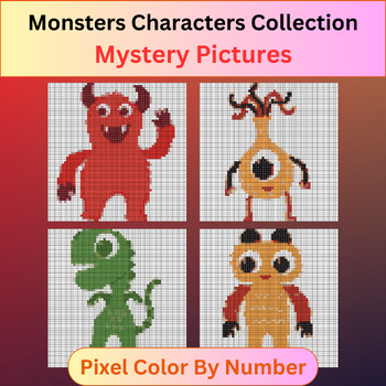 Preview of Monsters Characters Collection - Pixel Art Color By Number / Mystery Pictures