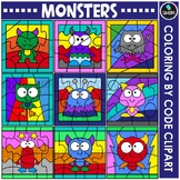 Monsters - Coloring By Code Clip Art Set {Educlips Clipart}
