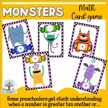 Preview of Monsters - Comparing Numbers card game (greater than, less than)