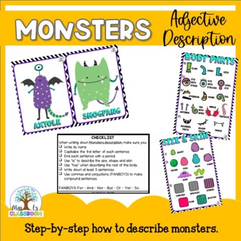 Preview of Monsters - Physical description (descriptive writing) with penpal Project