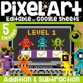 Monsters Digital Pixel Art Magic Reveal ADDITION & SUBTRACTION