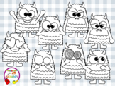 Monsters Emotions - ClipArt - PNG Black & white Images