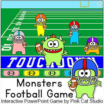 Preview of Monsters Football Language or Math Game - Fun for Back to School Review