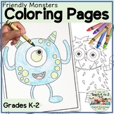 Coloring Pages for Grades K-2 Indoor Recess/Fun Monsters C