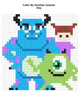 Preview of Monsters Inc Color By Number