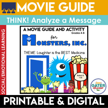Preview of Monsters Inc Movie Guide | Social Emotional Learning Activities