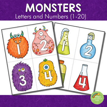 Monsters Lab Letter and Number Cards by Pinay Homeschooler Shop | TpT