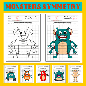 Preview of Monsters Lines of Symmetry Drawing Activity | End of The Year Activities