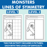 Monsters Lines of Symmetry - Fun Math Art Morning Work & M