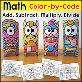 Monsters Math Craft Color by Number, Addition & Subtraction - Fun for Halloween