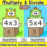 Multiplication and Division Game - Monsters Team Challenge Smart Board Activity